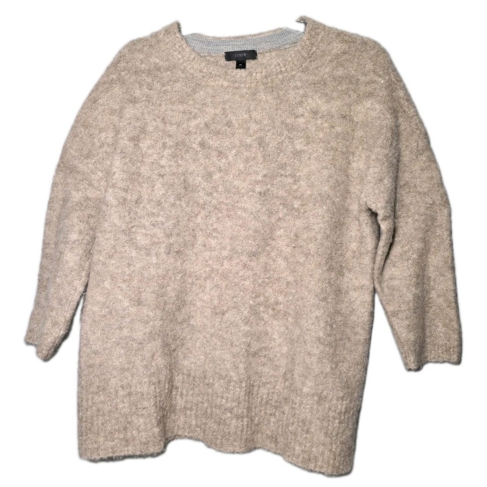 J Crew Womens Fuzzy Sweater Size XSmall Alpaca Merino Wool Oatmeal Beige